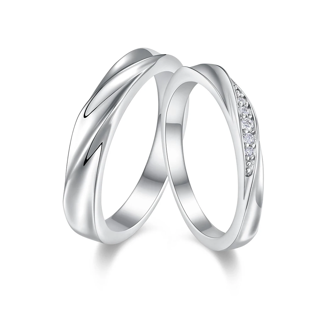 Couple 925 VVS Moissanite Rings 2pcs Sterling Silver Wedding Anniversary Comes with GRA Certificate