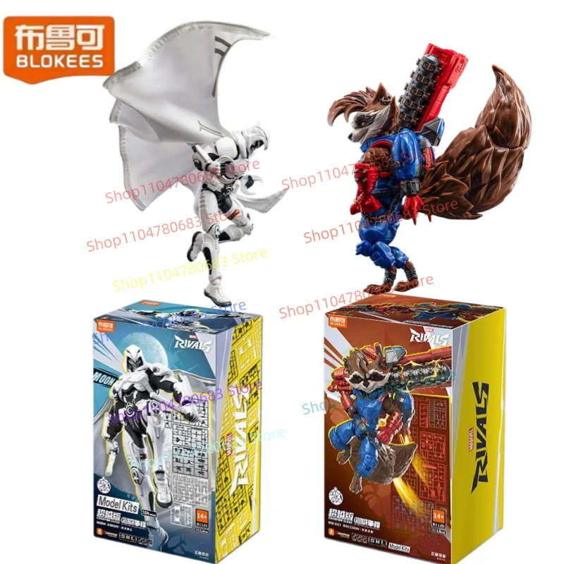 BLOKEES Marvel Rivals Edición Beyond, Figura de Bloques de Construcción, Rocket Raccoon, Moon Knight, Modelo de Ensamblaje, Decoración de Escritorio, Juguete de Regalo