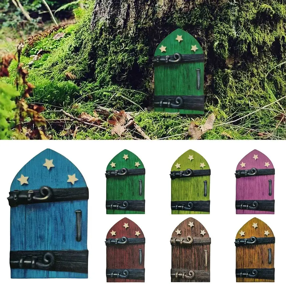 Desk Ornament Fairys Door Fairy House Accessories Yard Art Outdoor Garden Ornament Fairy Garden Door Multicolor Vintage