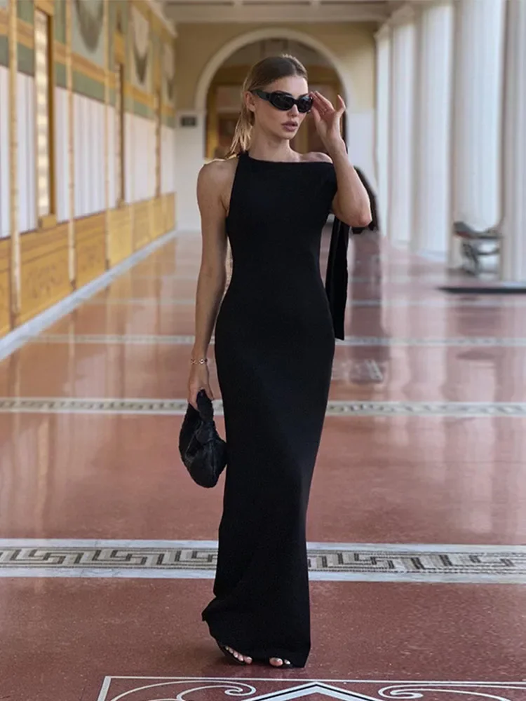 فستان Maje Dress للسيدات، فستان طويل على شكل قلب، موضة جديدة، مزاج غير متماثل، حزمة نحيفة، فساتين ربطة عنق بسيطة على الورك