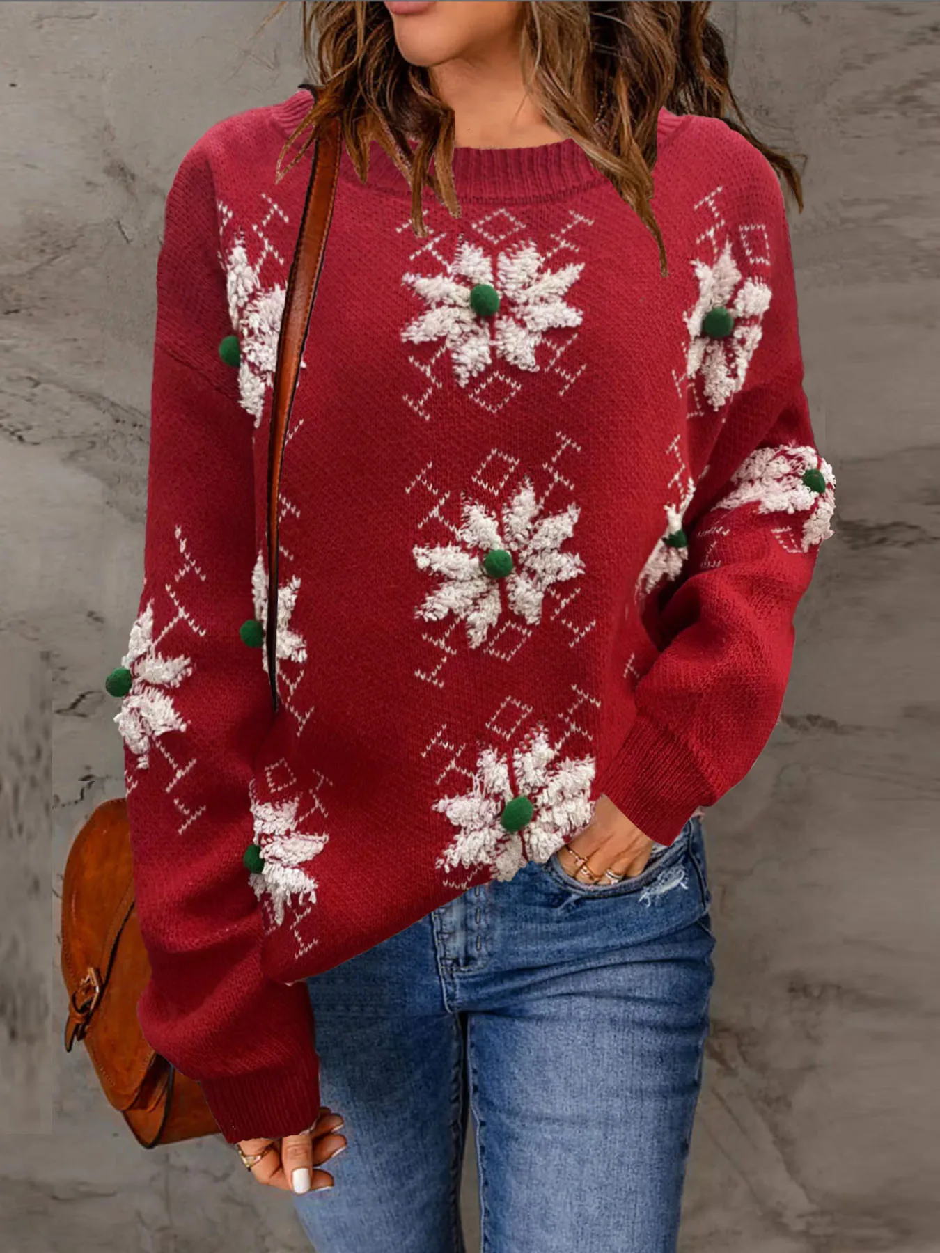 

Женский осенне-зимний новый рождественский свитер с круглым вырезом, вязаный пуловер, свитера Свитер