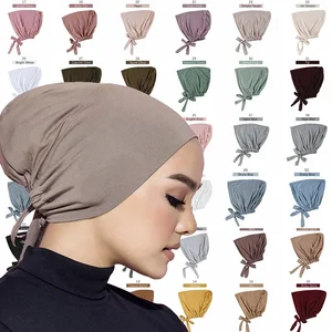 Chapéu de turbante muçulmano Modal macio, Bonnet Underscarf islâmico, Envoltório de cabeça feminina, Hijab interior, Jersey Caps, Índia 7 principais vendas organizador hijab - №5