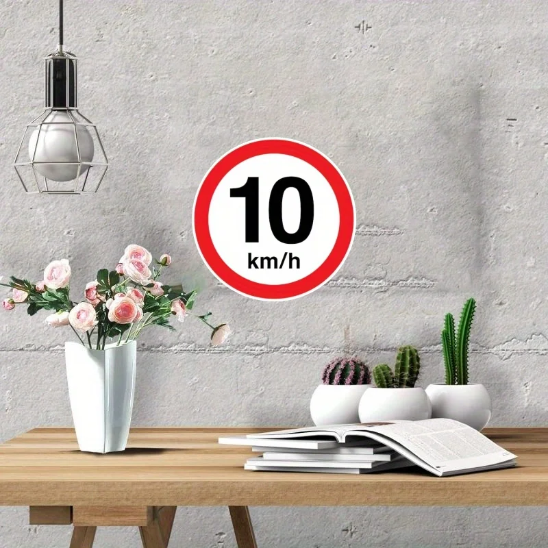 Speed Limit 10 Km/h (or 8 MPH) Sign - Retro Metal Wall-Mounted Speeding Decoration - 8x8 Inch Aluminum Safety Sign Suitable for