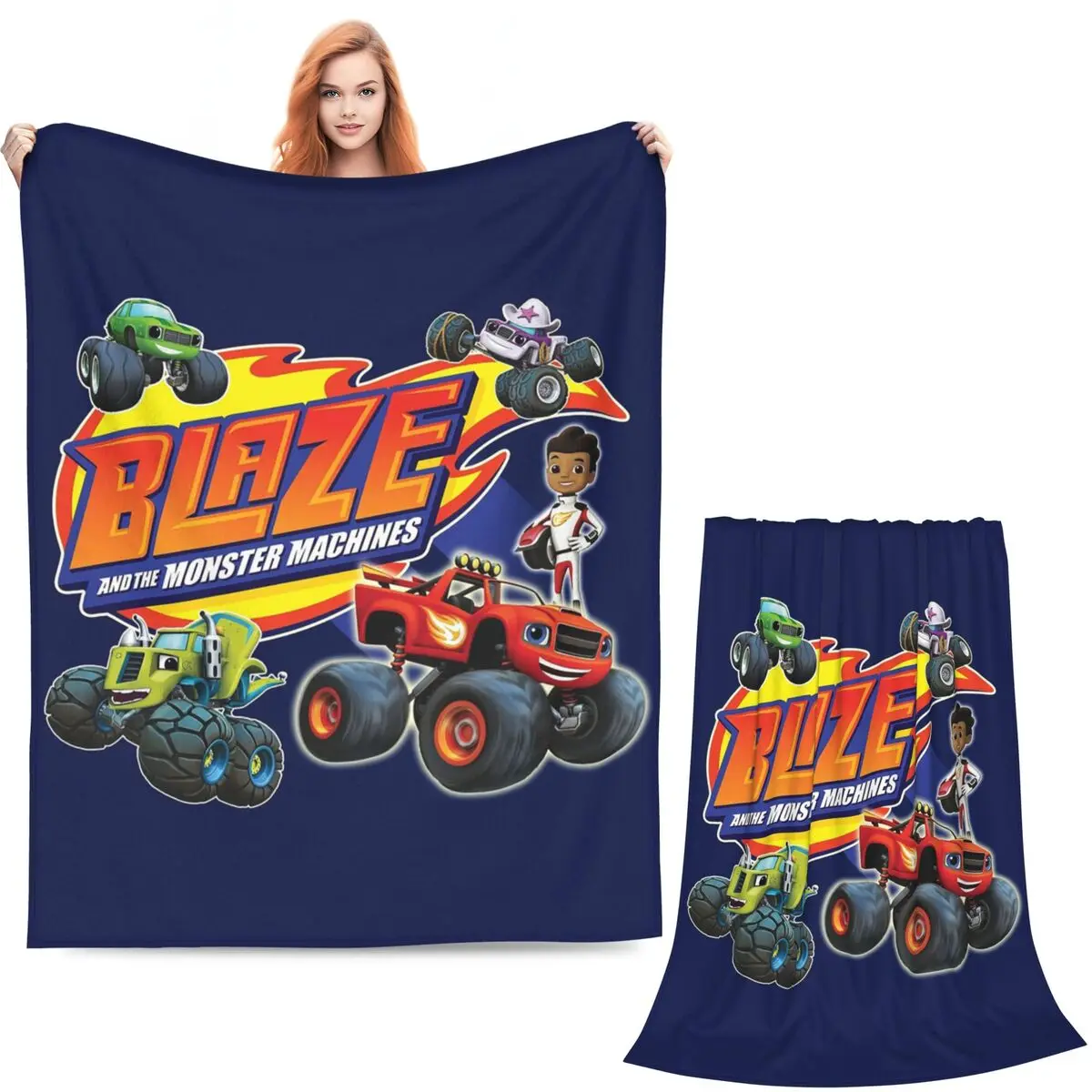 Blaze And The Monster Machines Crew Blanket Soft Warm Flannel Throw Blanket Cover for Bed Living room Picnic Travel Home Sofa