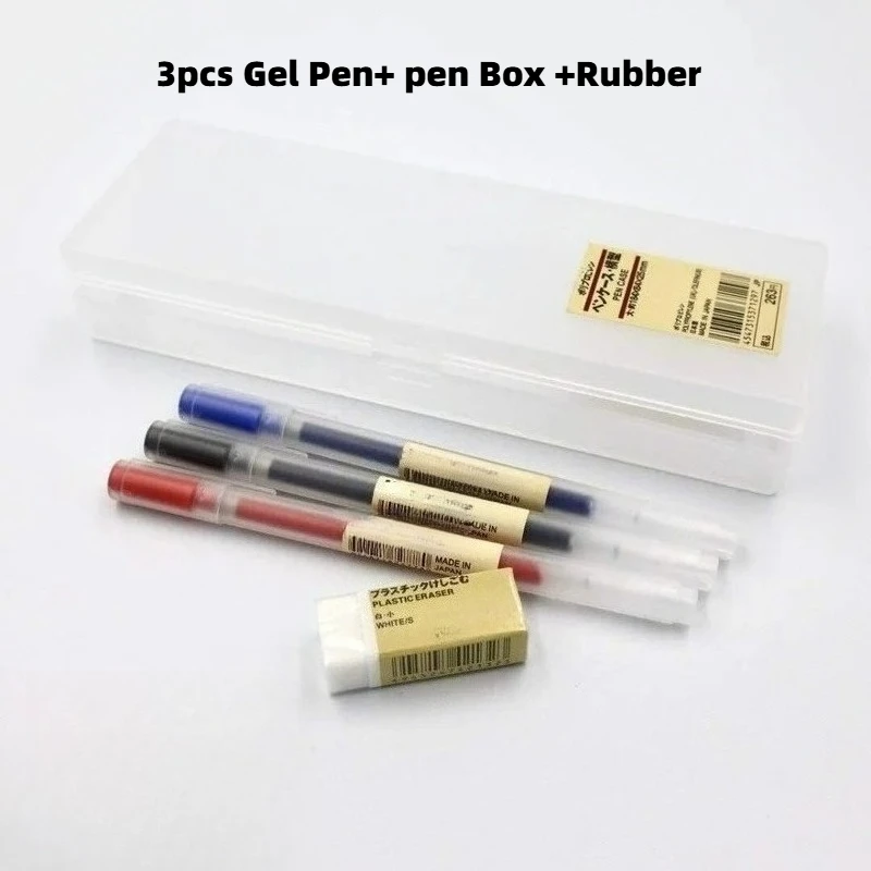 3Pcs 0.38mm/0.5mm Gel Pen Set Blue/Red/Black Ink Gel pen pen Box Rubber Japanese Ballpoint гелевая ручка Signature pens