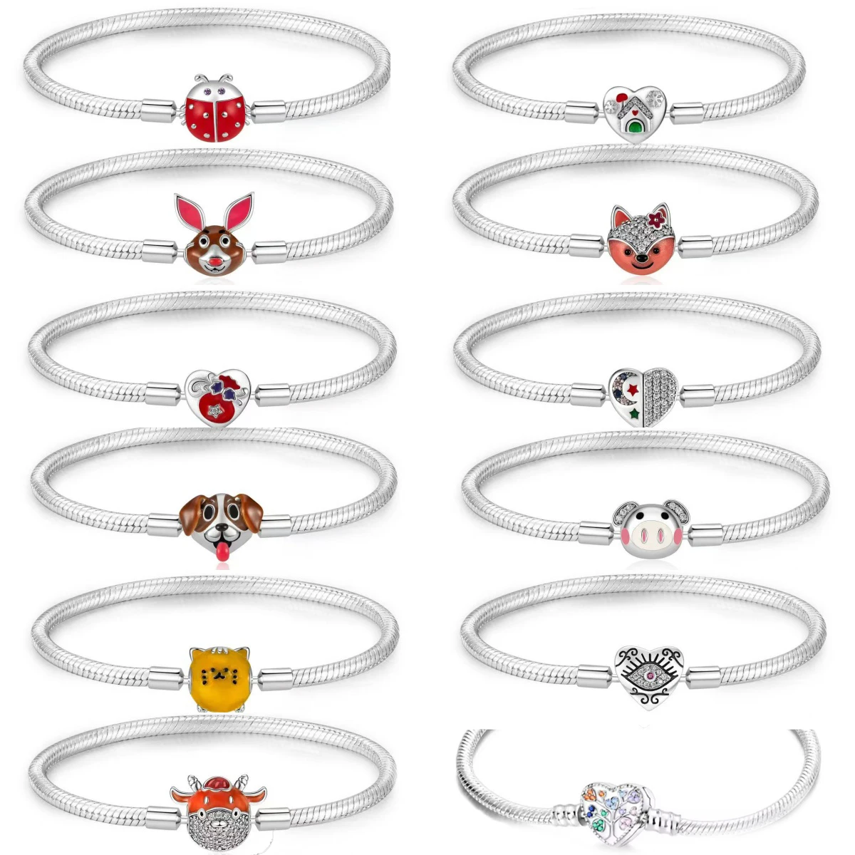 New Hot Sale Cute Animals Bracelet Flower Tree Clasp Child Love Bracelet Decoration Bangle Accessories For Women Jewelry Gift