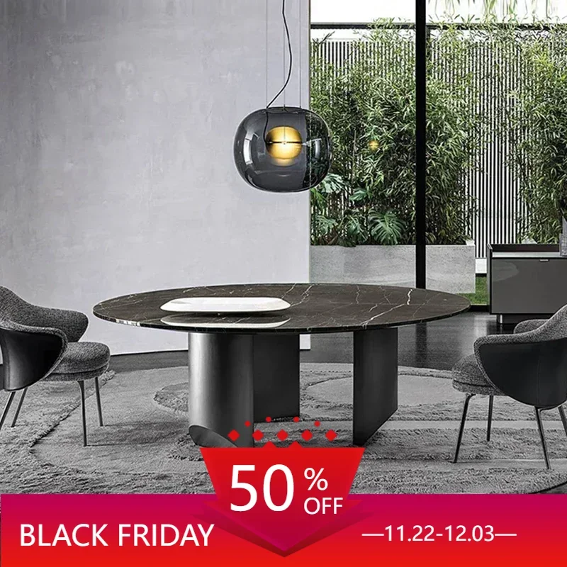 Rock Plate Dining Table Modern Minimalist Luxury Household Round Kitchen Small Marble Table Nordic Rectangular Home Furnitures