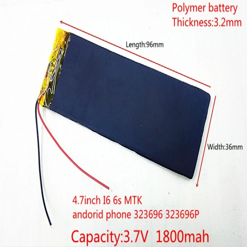 

XWD 303696P 3.7V 1800mAh Rechargeable li-Polymer Li-ion Battery For china clone 4.7inch I6 6s MTK andorid phone 323696 323696P