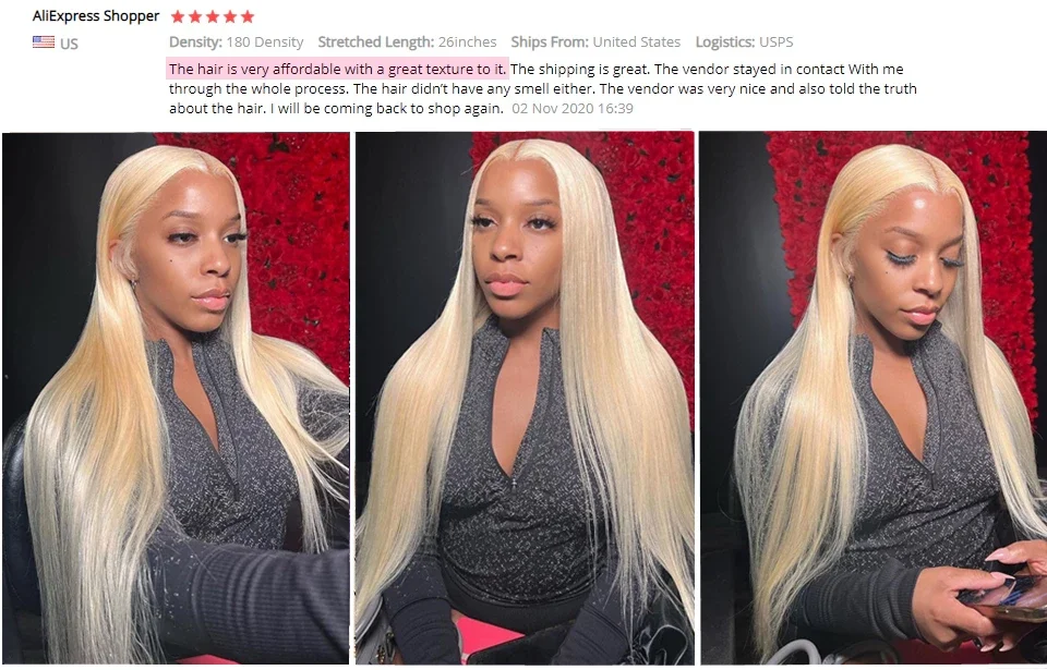 36 lange Zoll 13x4 gerade Spitze Front Perücke blonde HD transparente Frontal Perücken für Frauen vor gezupft Remy brasilia nischen Menschenhaar – Detail 4