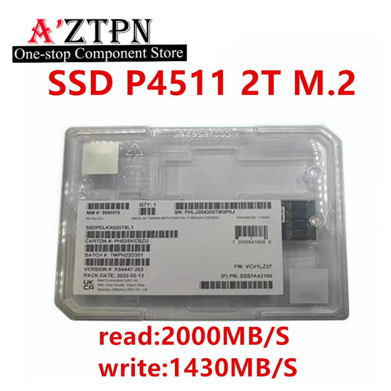 Original For Intel P4511 1T 2T 960G M.2 22110 Enterprise SSD NVME Solid State Drive PCIE3.0