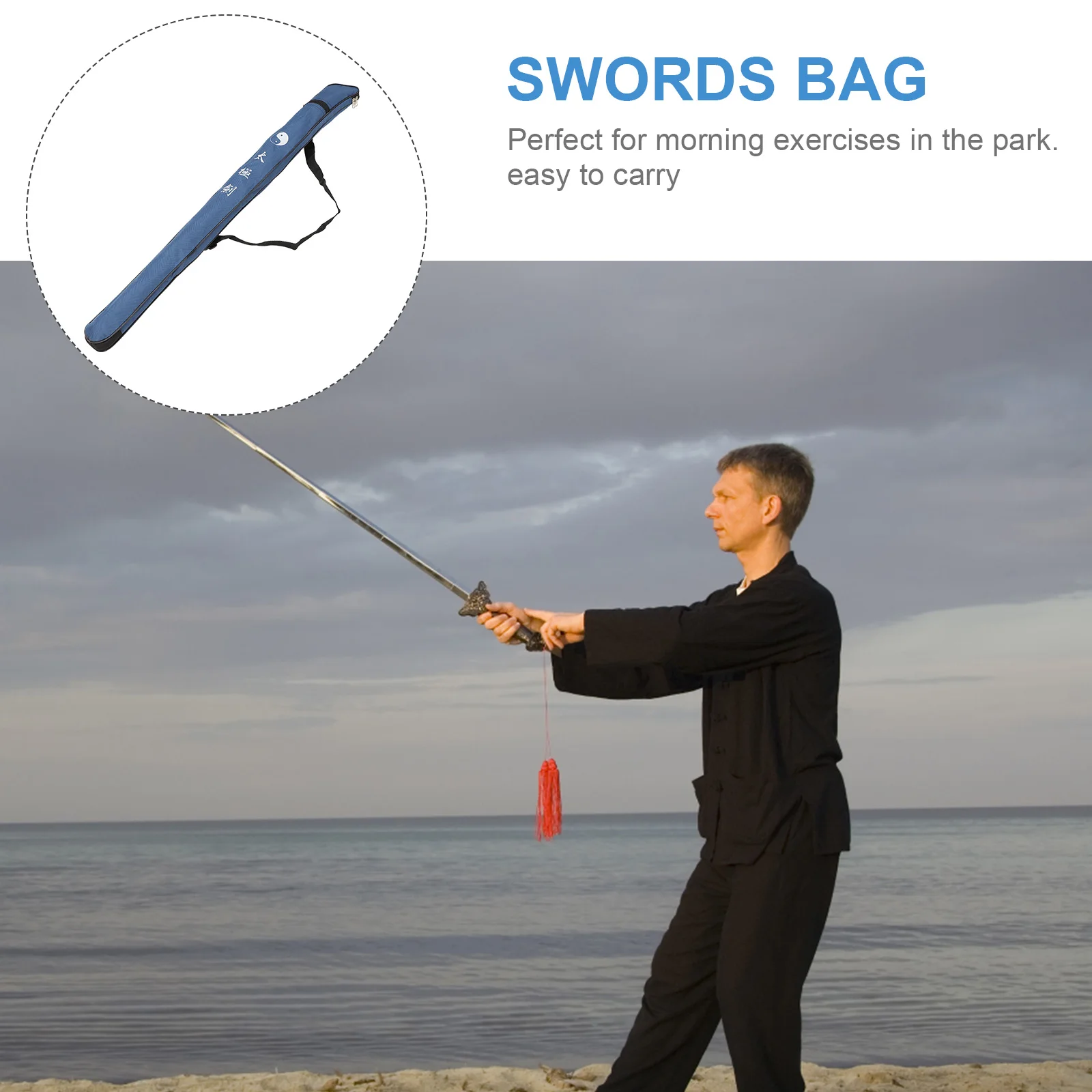 

Sword Bag Canvas with Cover Shoulder Bags Chinese Kung Fu Carrying Case for Blue