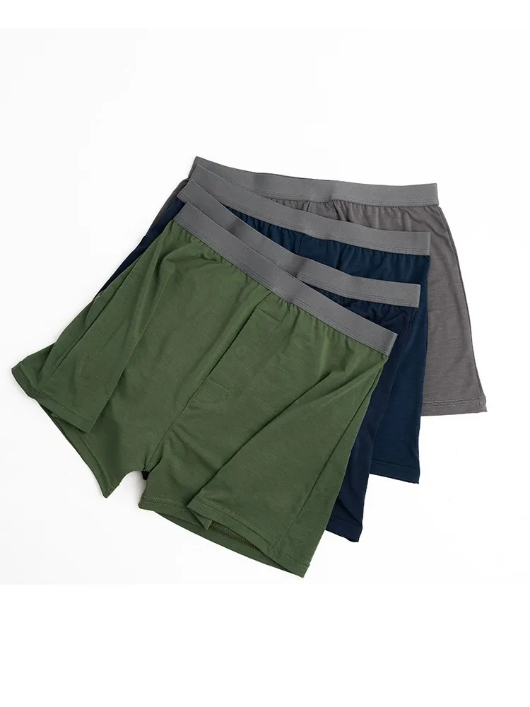 Tencel-Calzoncillos de lana merina para hombre, bóxer de secado rápido, pantalones cortos deportivos para correr y dormir