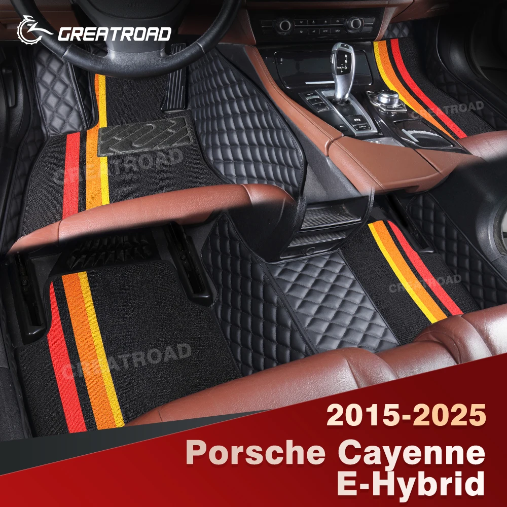 

For Porsche Cayenne E-Hybrid 2015-2025 Double Layer Car Floor Mats Custom Auto Carpet Cover Interior Accessories