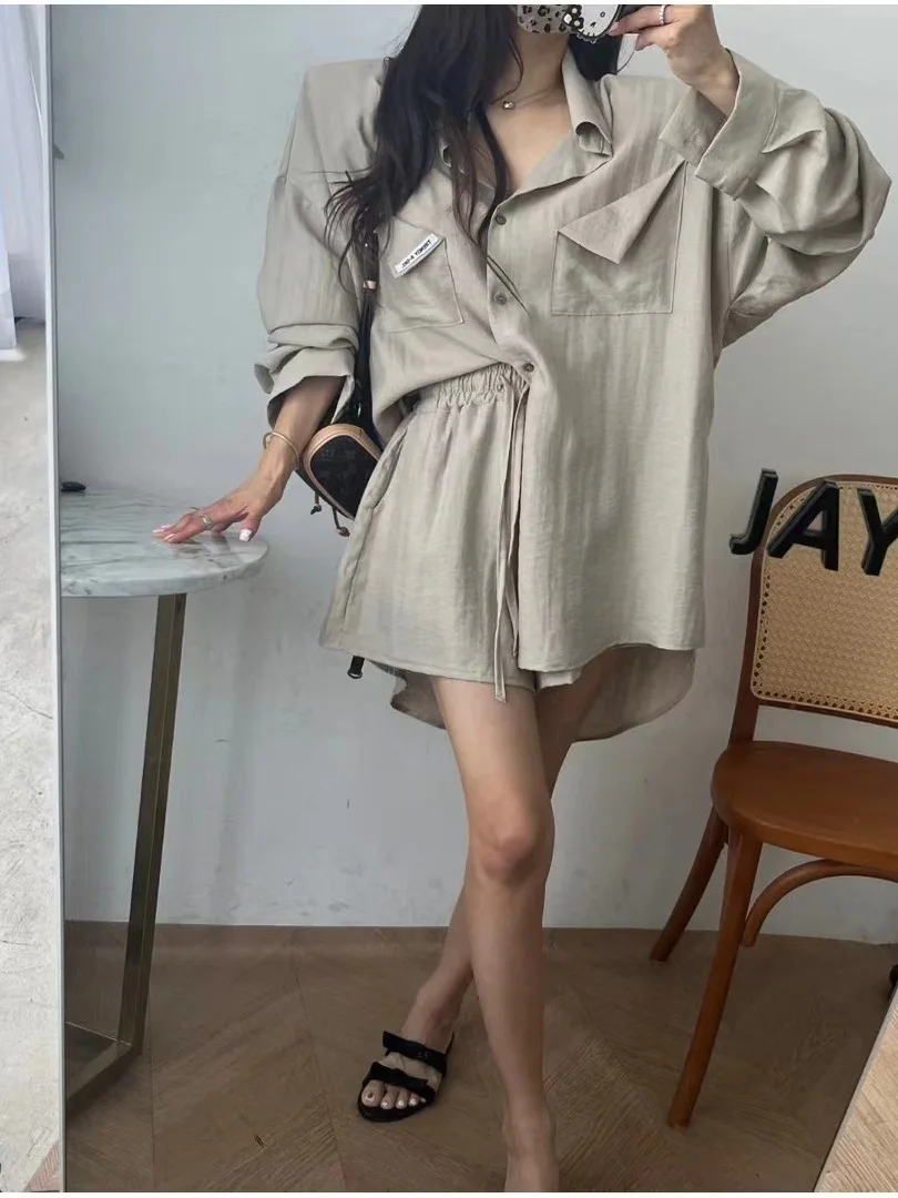 

Повседневный летний комплект irt, женский модный тонкий длинный све, широкие брюки, комплект из двух предметов, легкий дышащий воротник