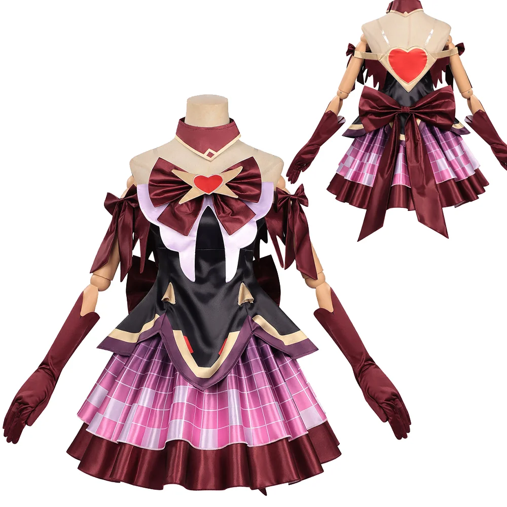 Costume de cosplay OW 2 Juno Corrupted Heart of Hope, robe à épaules dénudées, collier, gants, déguisement de fille magique pour Halloween et carnaval
