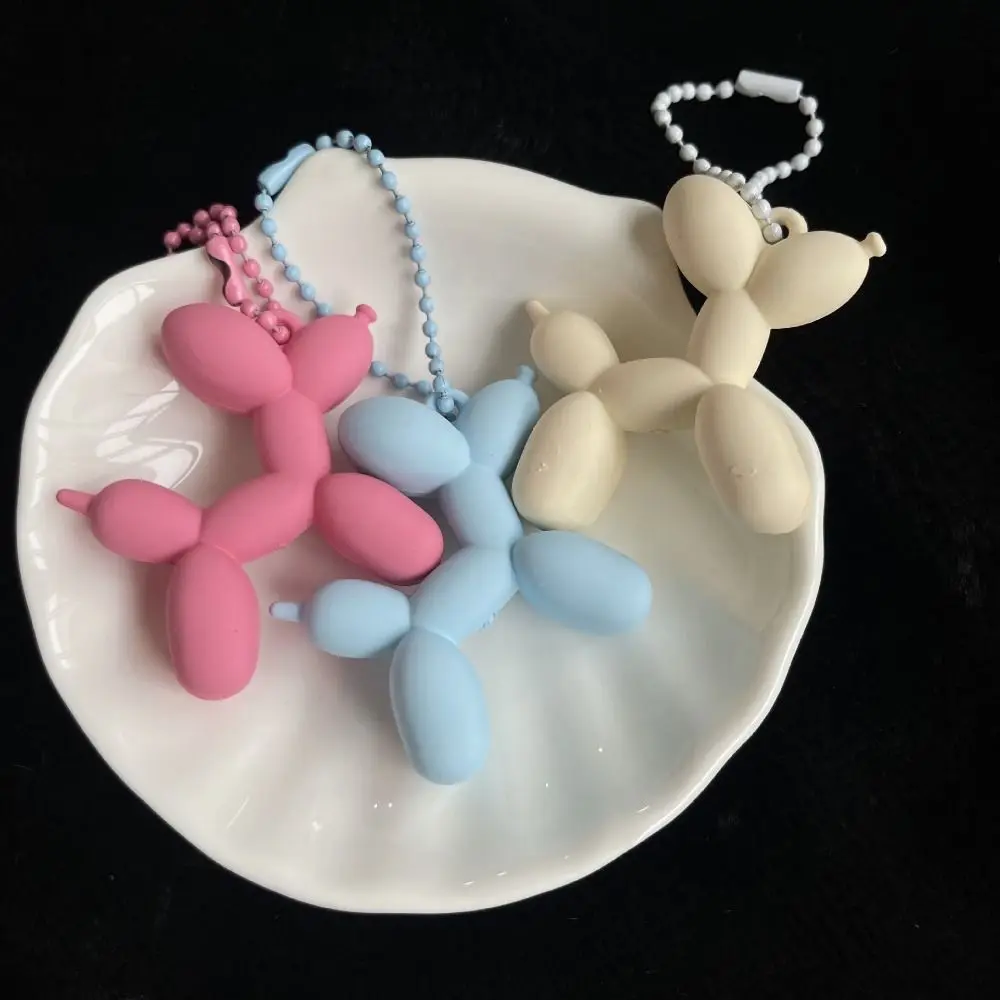 Unique Cream Colors Balloon Puppy Keychain Dog Ball Chain Cartoon Puppy Pendant Bag Charms Key Ring Girls