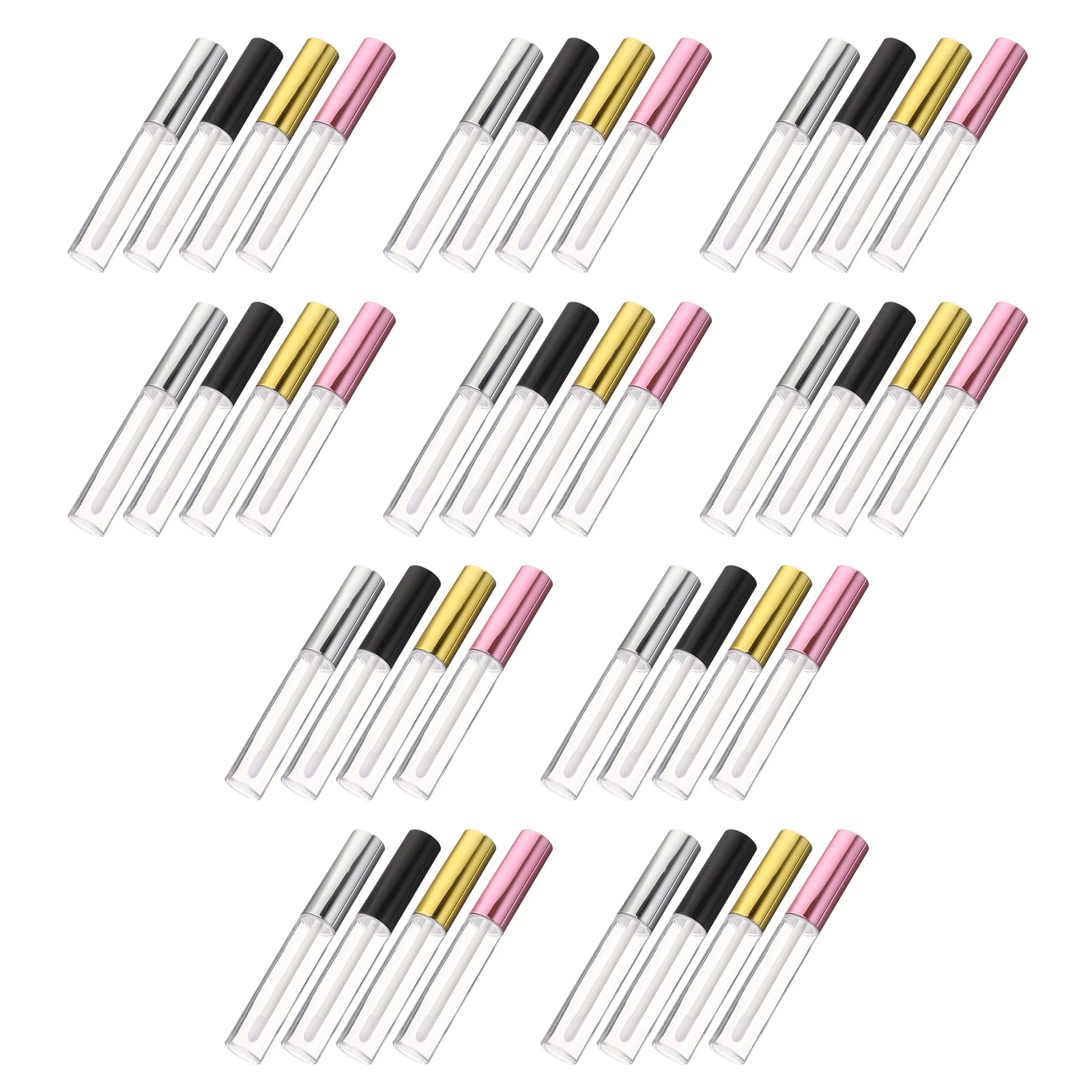 40Pcs Clear Refillable Lip Gloss Tubes Portable Leak Proof Empty Containers with Brush Head Travel Lip Balm Bottles
