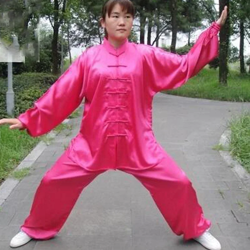 2024New Chinesische Traditionelle Kleidung Männer Frauen Vintage Einfarbig Tai Chi Kung Fu Kostüm Taste Stehkragen Übung Kleidung