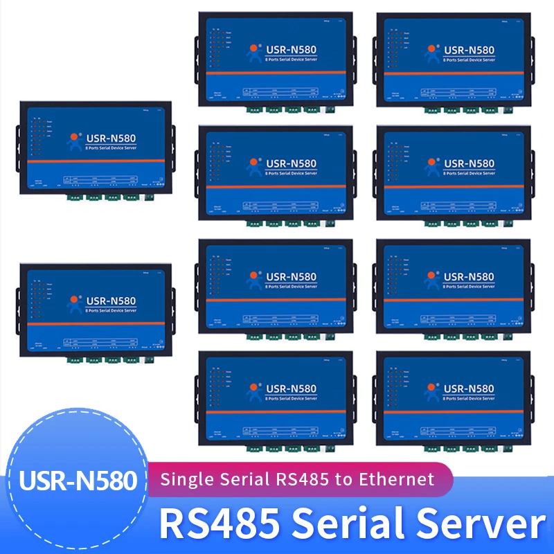 Usr-n580 산업용 이더넷 컨버터, 8 포트, Rs485 직렬 장치 서버 지지대, Modbus Rtu to Tcp 이더넷, 10 개