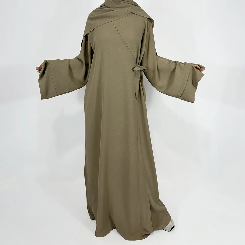 Side Wrap Abaya com Hijab para mulheres muçulmanas, bolsos laterais, vestido islâmico, alta qualidade, vestido de luxo Dubai, fabricante atacado,