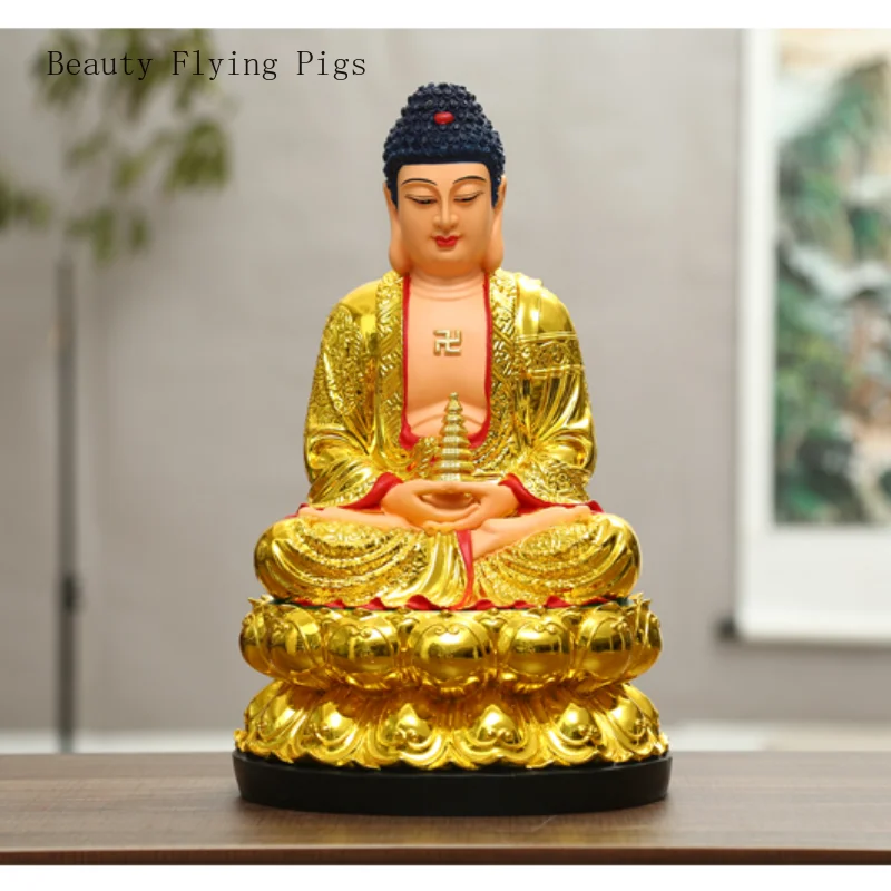 1PCS 30cm resin Buddha statue Amitabha Buddha pharmacist Buddha household Shakyamuni Feng Shui ornament