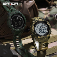 SANDA 2185 Top Fashion Waterproof Electronic Watch Camouflage Military Style Trendy Cool Men's Multi functional Electronic Watch