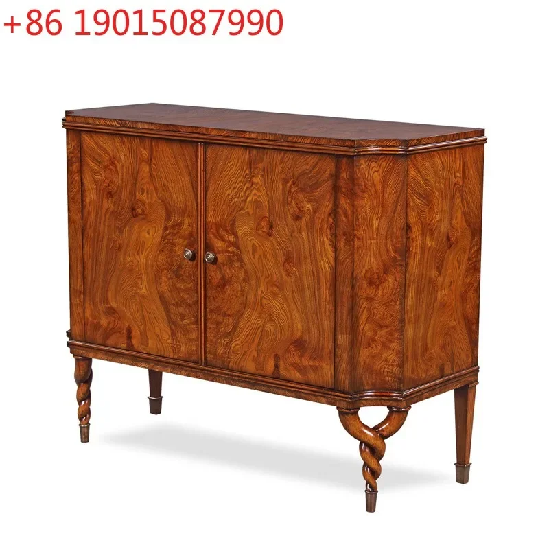 

British Alexander lacquered dining side cabinet neoclassical carved locker court solid wood special-shaped double-door