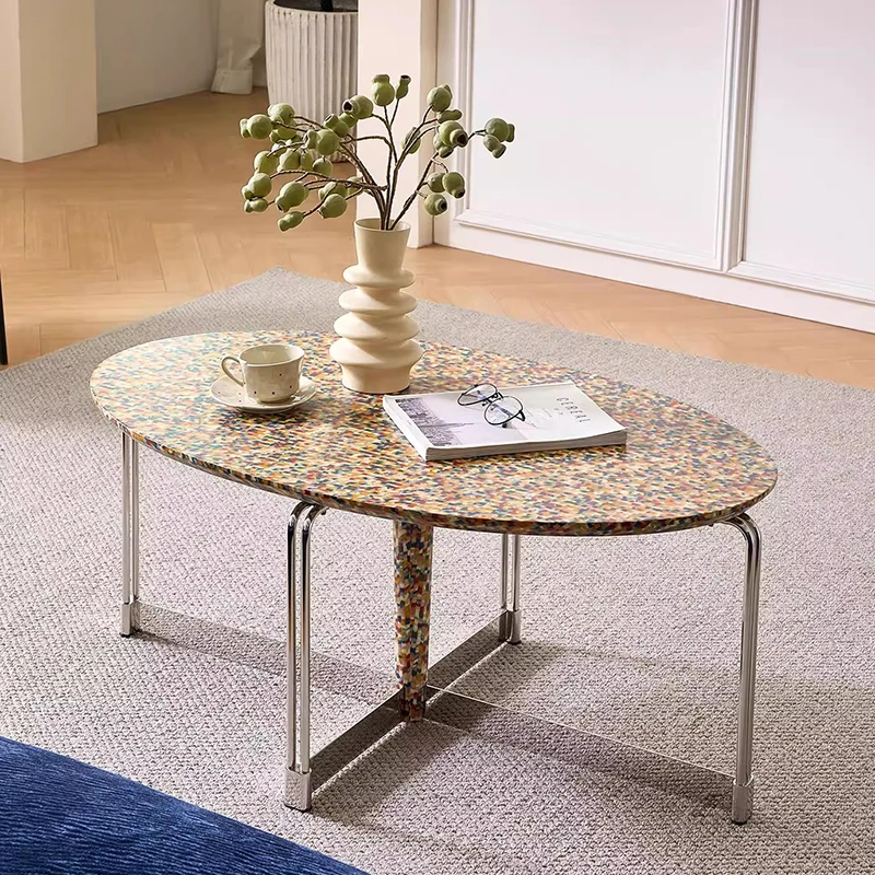 

European Minimalist Coffee Table Oval Glam Modern Luxury Coffee Table Living Room Trendy Table Basse Pour Salon Furniture