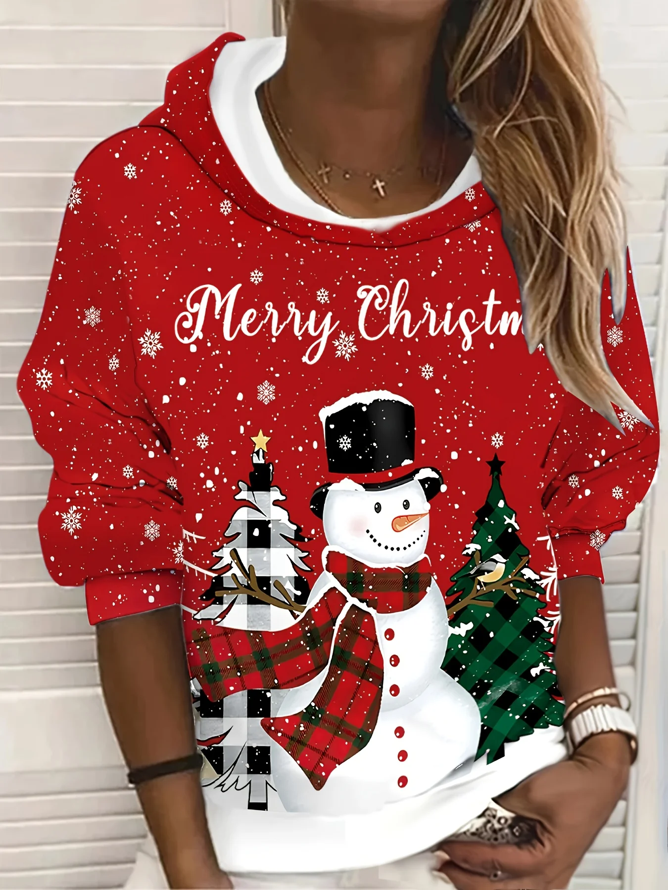 جديد عيد الميلاد تحت عنوان ثلج ثلاثية الأبعاد مطبوعة طاقم الرقبة المرأة هوديس موضة عادية اليومية الهيب هوب Y2k Harajuku الملابس النسائية القمم