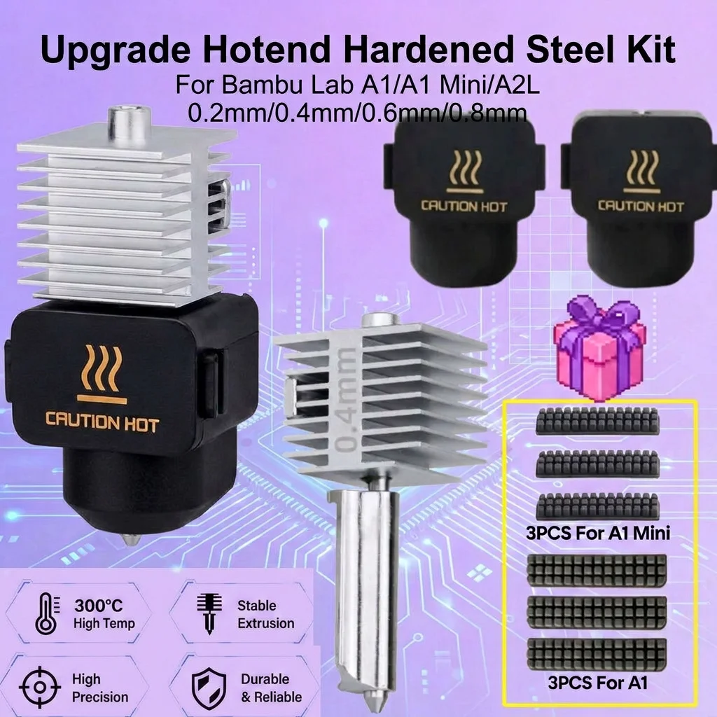 A1/A1 Mini/A2L Hotend Hardened Steel Nozzle Fast Speed High Temp Integrated Structure Hot End For Bambu Lab A1/A1 Mini/A2L