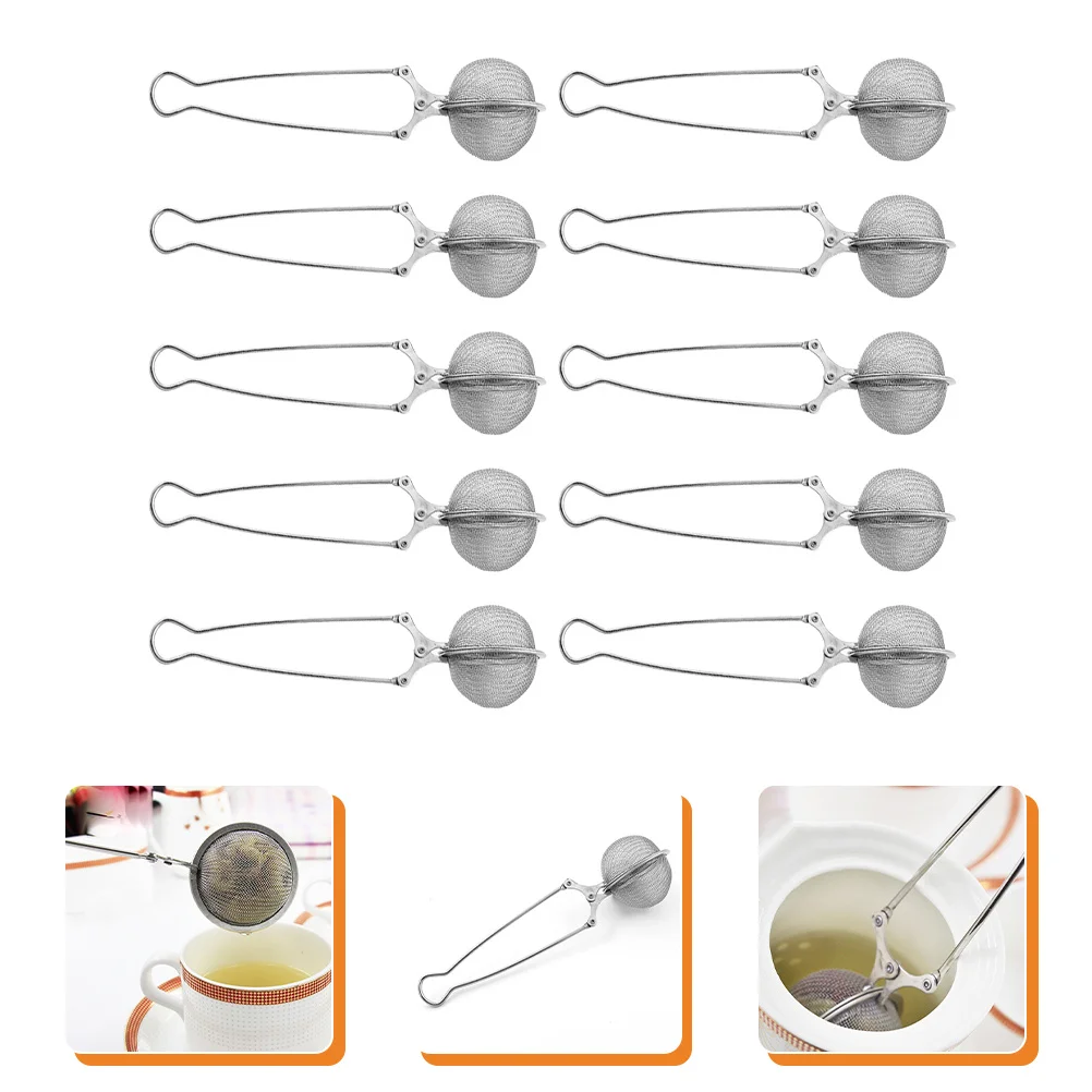 

10Pcs Stainless Steel Tea Strainers Mesh Infusers High Temperature Resistant Household Office Loose Tea Steeper