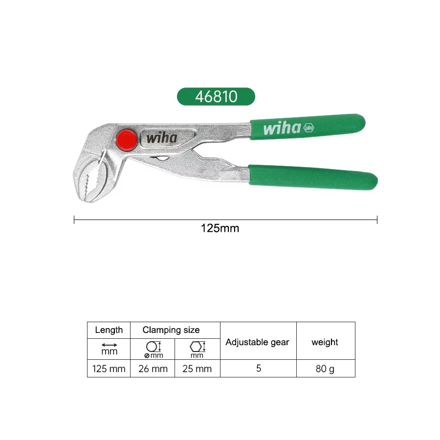 WIHA Christmas Tool Mini Water Pump Pliers 5'' Single Handed Adjustable Pliers 125mm Limited Edition 46810