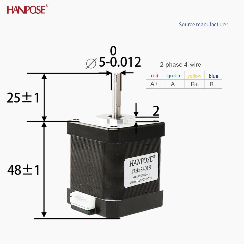 NEMA17 17HS8401S Stepper Motor 0.52N.m 1.8A Two-Phase Four Wire 3D Printing Accessories Motor Manufacturer Direct Sales NEMA17