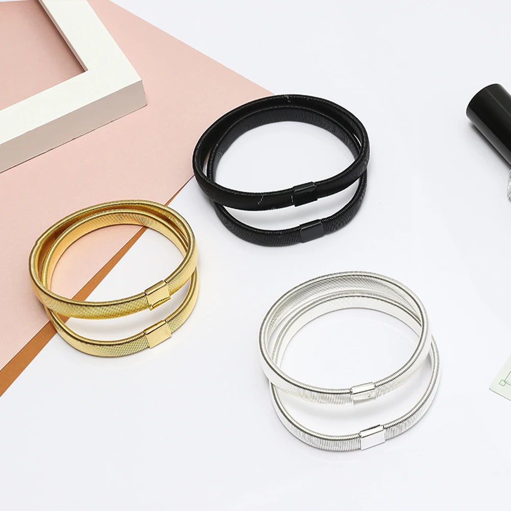

5Pcs Metal Elastic Bracelet for Men Fashion Spring Bangle Stretchable Sleeve Holder Armband Armlet Wristband Cuff Mixed Color
