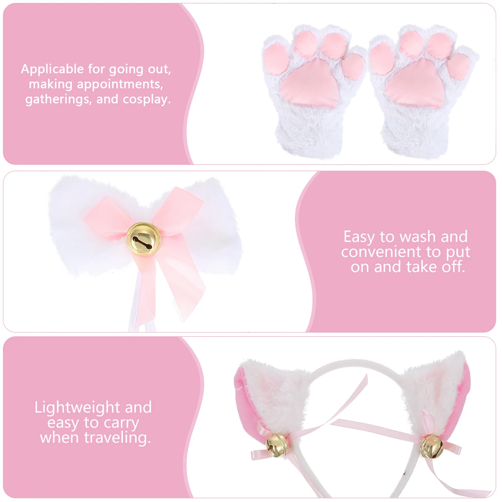 

1 set Cat Cosplay White Women Child Masquerade Party Role Role-Playing Props Playing Cat Ears Headband Set Christmas Decorations