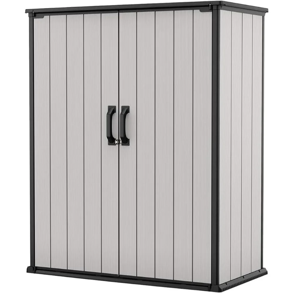 Resin Outdoor Storage Shed with Shelving Brackets for Patio Furniture