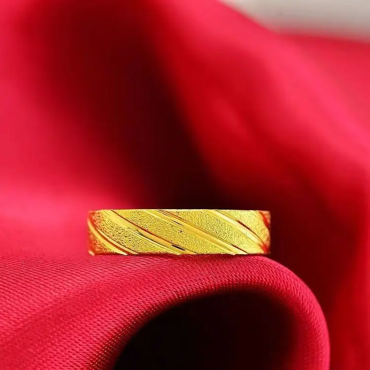 9999 24K Real Gold Gold Ring for Couples, Fashionable Japanese and Korean, Personalized, Simple, Trendy Men\'s Ring