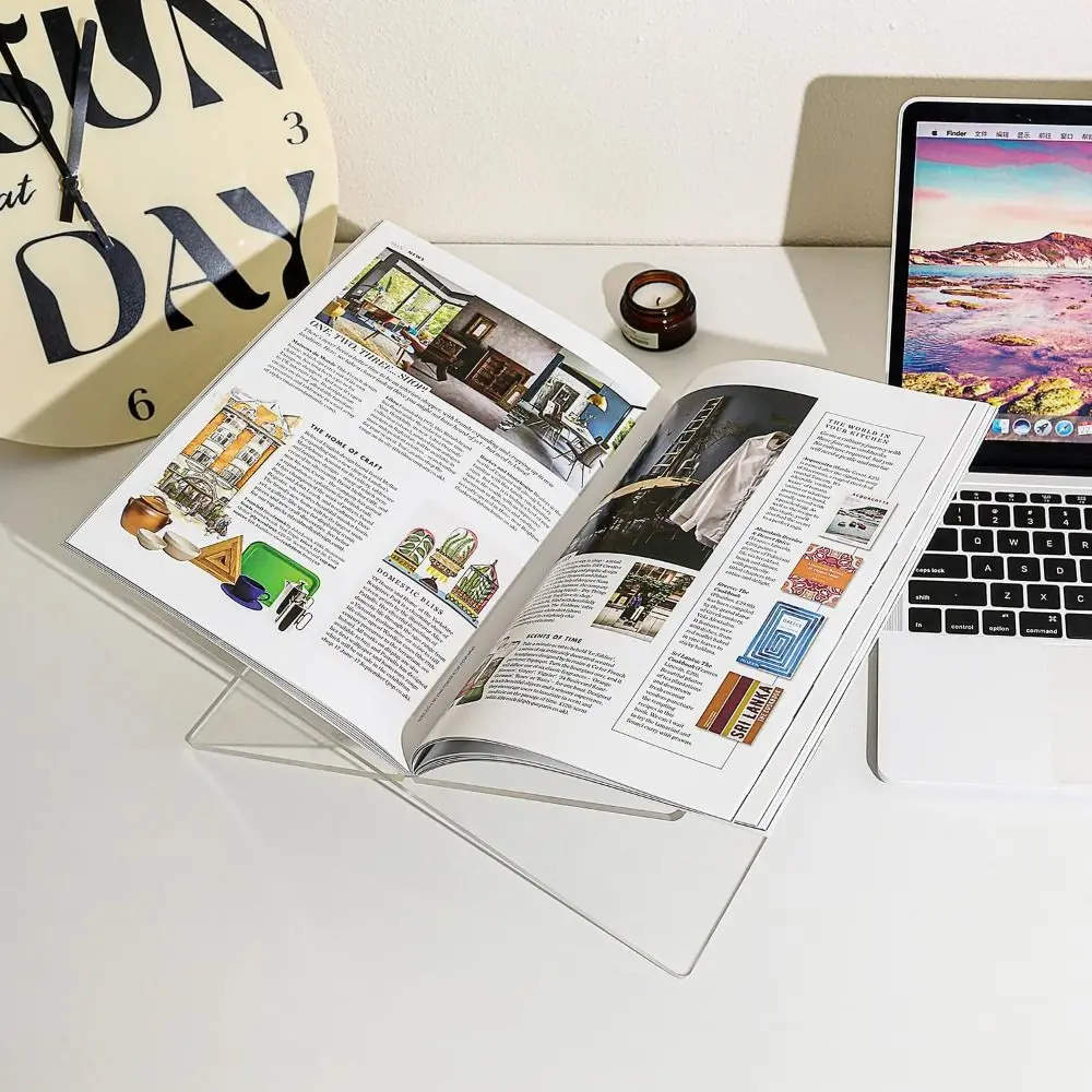 New Transparency Acrylic Book Stand Minimalist Ergonomic Recipe Holder Large Size Geometric Design Book Display Stand Reading