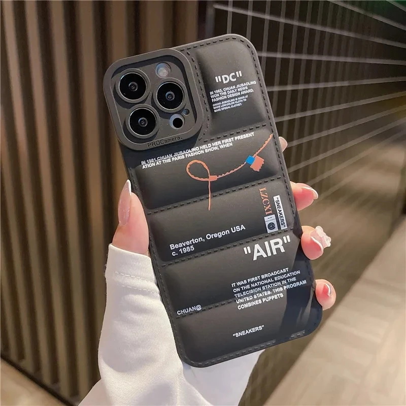 Chaqueta de plumón de silicona suave de lujo, funda a prueba de golpes para iPhone X, XS, XR, 11, 12, 13, 14, 15Pro Max, Popular, cubierta anticaída