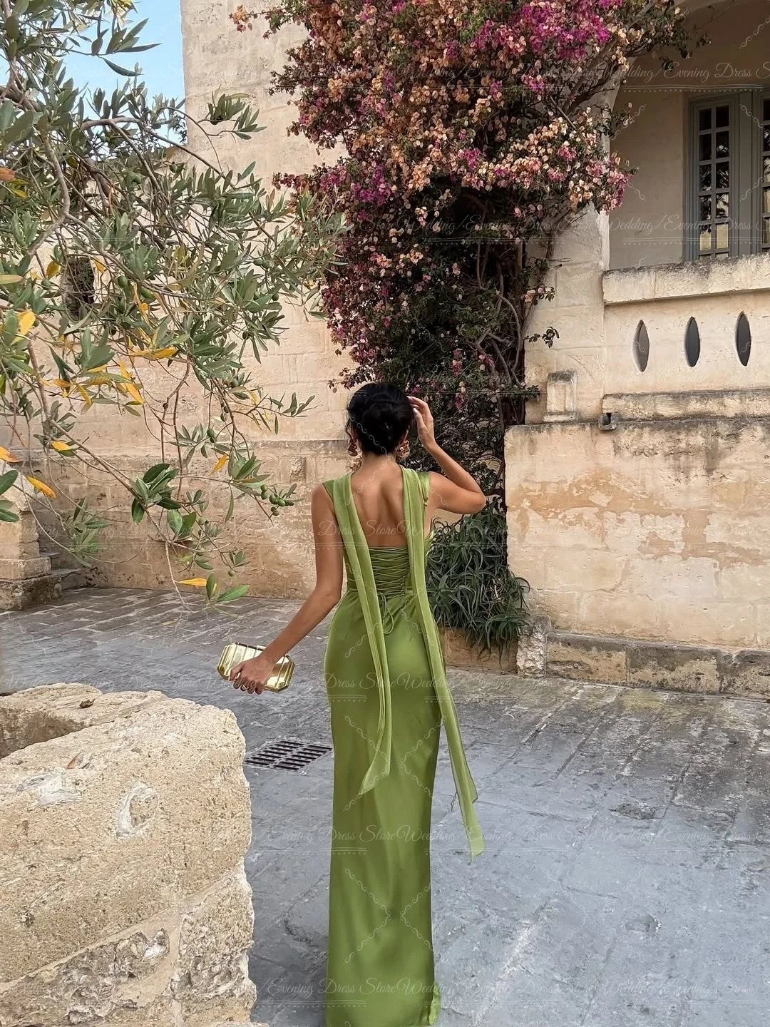 Ranmo Modern Square Collar Satin Mermaid Prom Dresses High Quality Backless Sleeveless Formal فساتين سهرة Customized