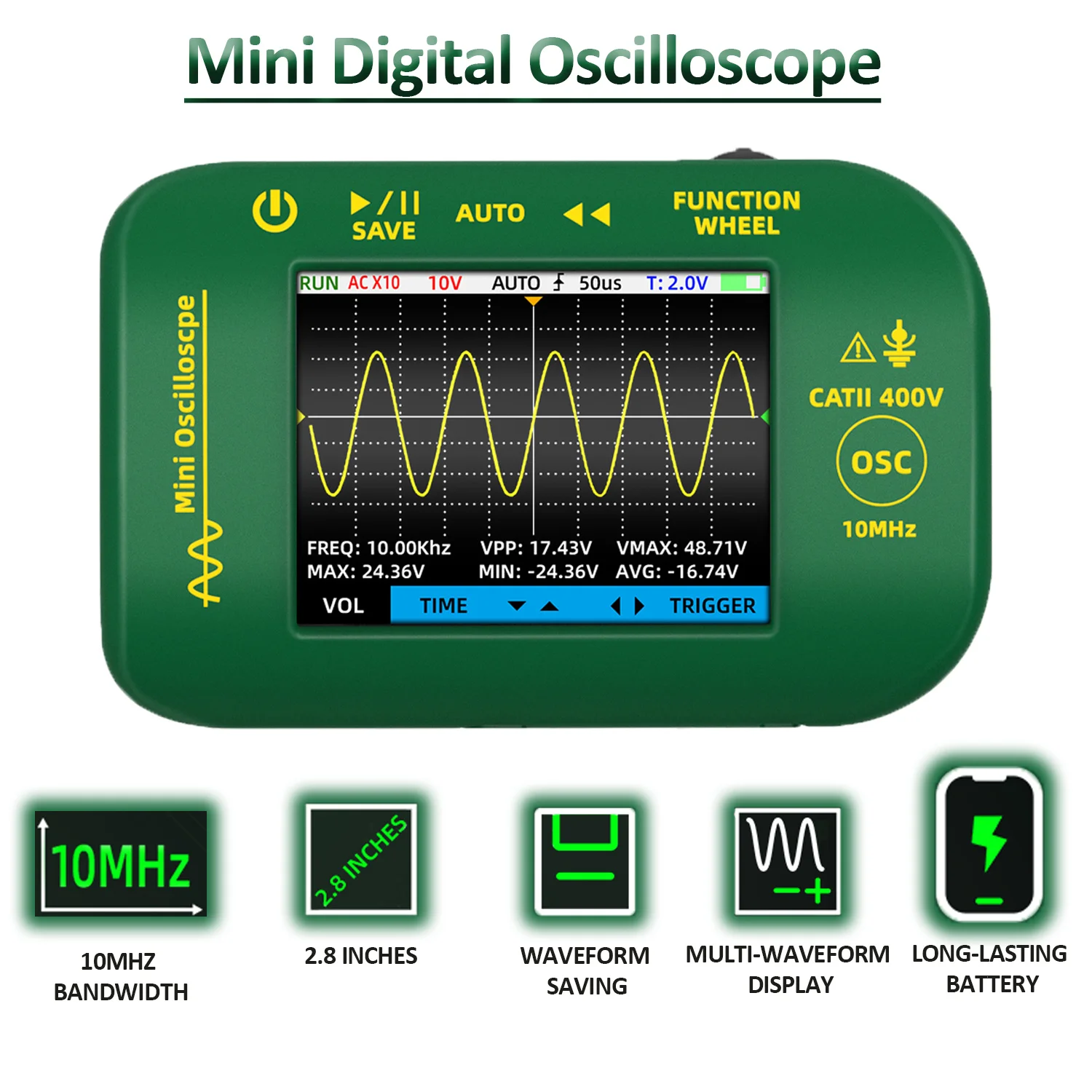 OT2 2-in-1 Digital Oscilloscope Multimeter 10MHz 48MSa/s Signal Generator LCD Display Data Storage Graphic Tester Repair Tool