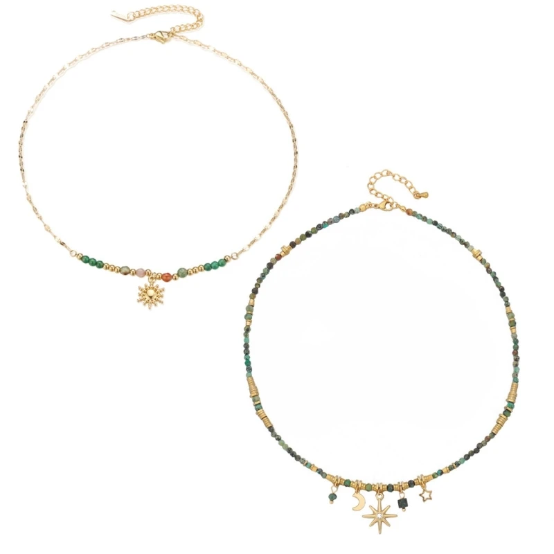 

2023 New Fashion Metal Chain Necklace Vibrant Colored Beads Necklace Necklace