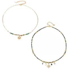 2023 New Fashion Metal Chain Necklace Vibrant Colored Beads Necklace Necklace