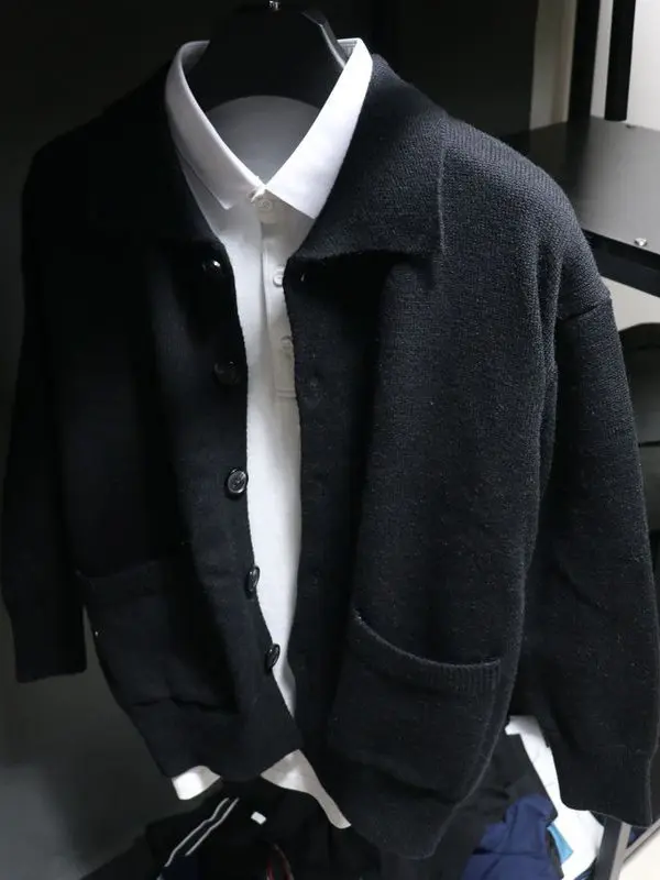 

Мужской вязаный кардиган Slim Fit, повседневный, с длинным рукавом, из мягкого полиэстера, модный, осенне-зимний, новинка