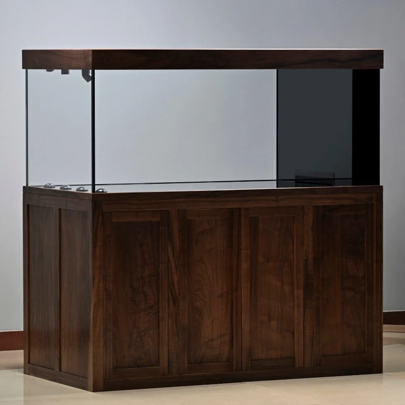 Universal version screen model, North American black walnut log bottom cabinet, ultra-white bottom filter fish tank
