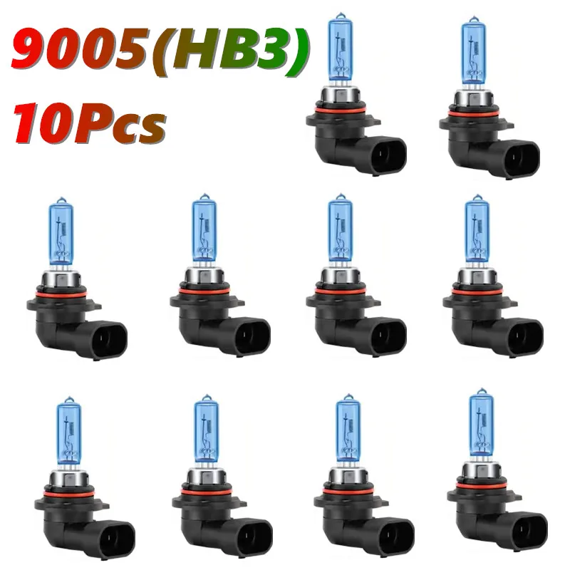 

10 шт. 9005 HB3 5500K Автомобильная фара 12 В 65 Вт Супер белый дальний свет P20d 100 Вт Галогенные лампы Высококачественная кварцевая автомобильная лампа