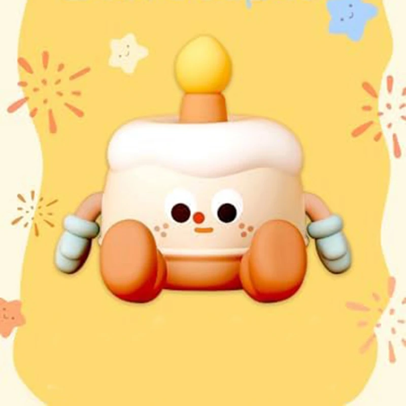 Adorable lámpara de noche LED recargable para dormitorios de niños, lámpara táctil de silicona suave con luz cálida, diseño de pastel de cumpleaños, fácil de usar