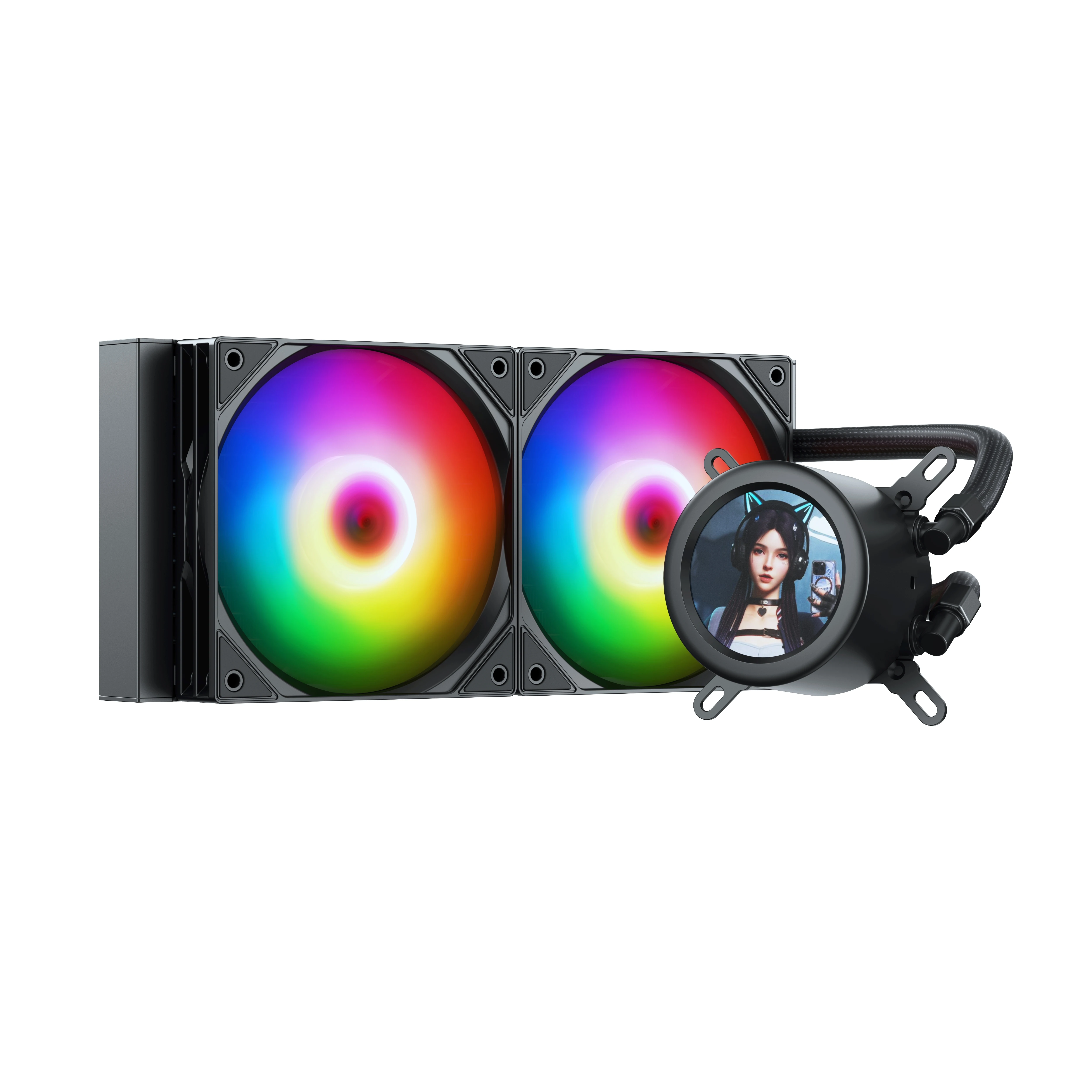 New Design 240mm Cpu 1.2.1 inch full color LCD display Water Cooling With 5v Argb Fan Strong Water Black Cooler For Cpu