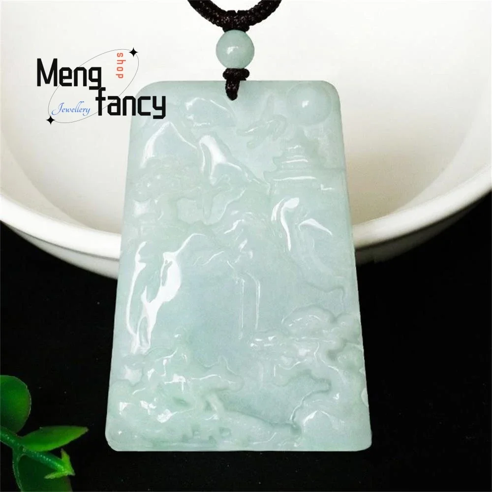 

Myanmar A-goods Jadeite Landscape Jade Pendant Exquisite Elegant Simple High-grade Luxury Quality Jewelry Fashion Holiday Gifts