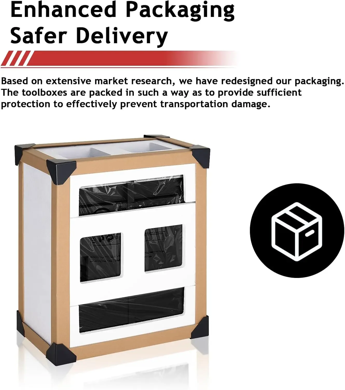 Chest,5-Drawer Rolling Tool Storage Cabinet with Enhanced Packaging, Detachable Top Box, Metal Cart for Garage